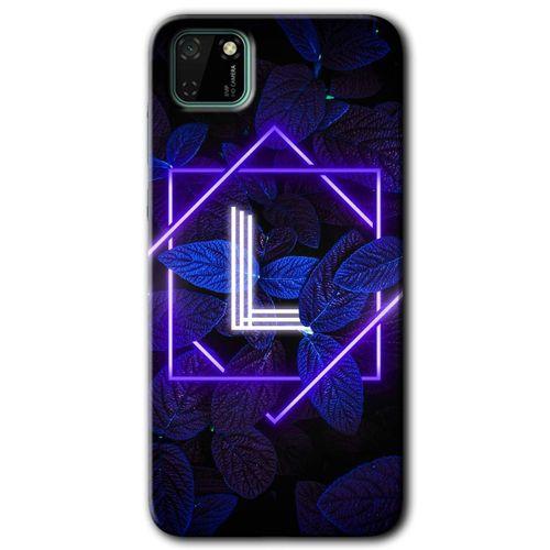 Potkal Hediye Fabrikası Huawei Y5P HD Baskılı Kılıf + 9D Tam Ekran Koruyucu - Dark Neon Yaprak L Harfi