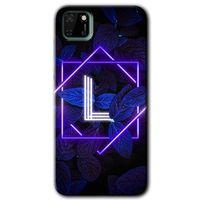 Potkal Hediye Fabrikası Huawei Y5P HD Baskılı Kılıf + 9D Tam Ekran Koruyucu - Dark Neon Yaprak L Harfi