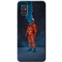MRCİLETİSİM Samsung Galaxy A51 Kılıf Baskılı Kapak - Smoke Astronot +Tam Ekran Koruyucu