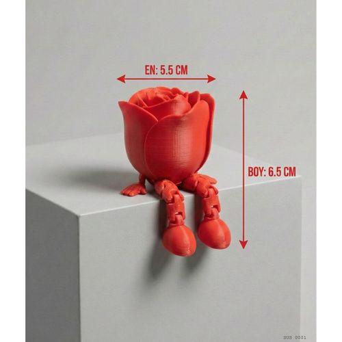 Sarkık Ayaklı Kırmızı Gül Dekor Biblo