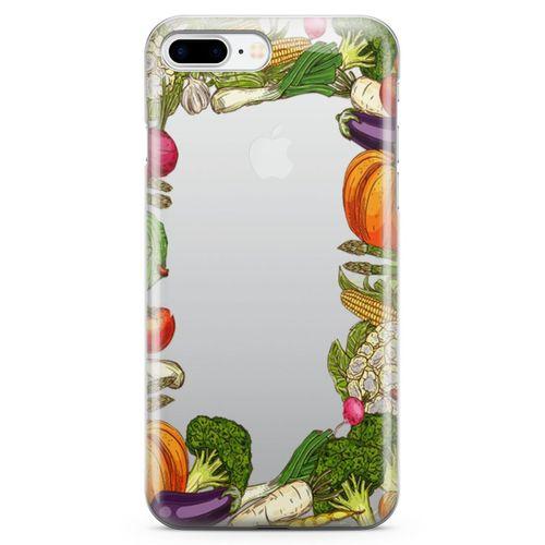 Apple iPhone 8 Plus Kılıf Vegan Yiyecekler Arka Kapak Koruma Desenli Full Koruyucu