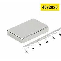 50 Adet 40x20x5mm Neodyum Magnet Güçlü N35 Mıknatıs Köşeli Nikel Kaplama