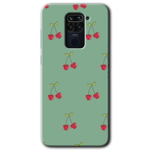 MRCİLETİSİM Xiaomi Redmi Note 9 Kılıf Baskılı Kapak - Kiraz Berry + 5D Tam Kaplayan Cam