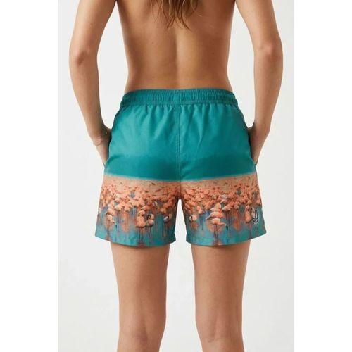 Deniz Şortu Fermuarlı Cepli File Astarlı Hızlı Kuruyan Premium - Su Yeşili