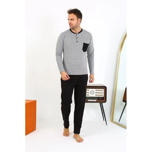 Erkek Uzun Kol Penye Füme Pijama Takımı