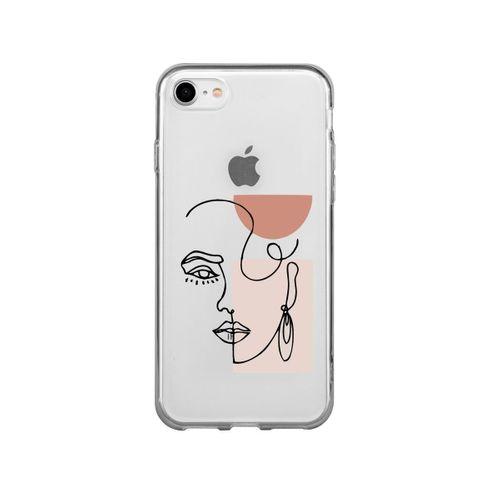 iPhone SE Women Art Desenli Premium Şeffaf Silikon Kılıf