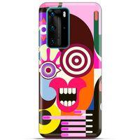 Lopard Huawei P40 Pro Uyumlu Kılıf Soyut Sanat (10) Desenli Full Koruma Kılıfı