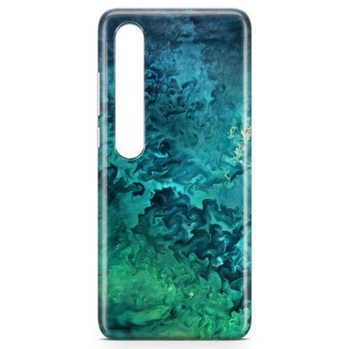 Xiaomi Mi 10 Kılıf Mavi Yeşil Plazma Arka Kapak Koruma Desenli Full Koruyucu
