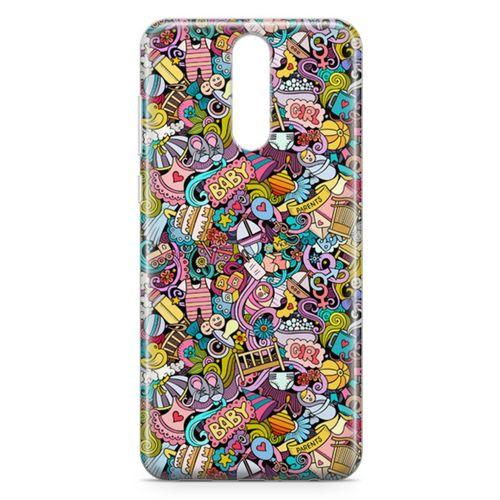 Huawei Mate 10 Lite Kılıf Kız Bebek Giyim Doodle Arka Kapak Koruma Desenli Full Koruyucu