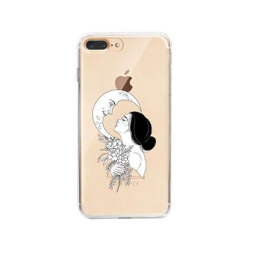 iPhone 8 Plus Moon & Women Tasarımlı Premium Şeffaf Silikon Kılıf