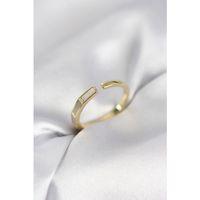 Gold Renk Sedefli Çubuk Model Kadın Yüzük