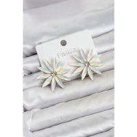 Beyaz Renk Kristal Taşlı Lotus Model Kadın Küpe