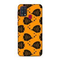 Samsung Galaxy M31 Kılıf Sari Siyah Baliklar Arka Kapak Silikon Koruma Full Koruyucu