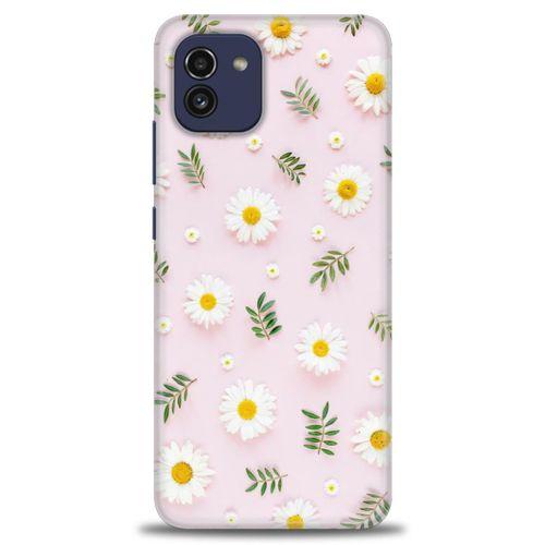 Samsung Galaxy A03 Kılıf HD Baskılı Kılıf - Papatyalar + Tam Ekran Koruyucu