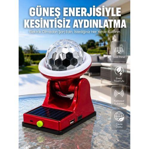 Şarjlı Rgb Projektör Lamba Güneş Enerjili Çok Fonksiyonlu Disco Işık Lambası