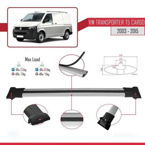 Volkswagen Transporter (T5) 2003-2015 Arası ile uyumlu FLY Model Ara Atkı Tavan Barı GRİ 4 ADET BAR