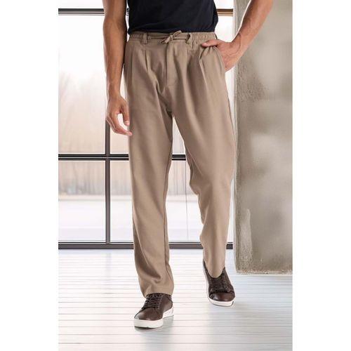 Bezayağı Kumaş Relax Fit Duble Paça Jogger Pantolon - Vizon