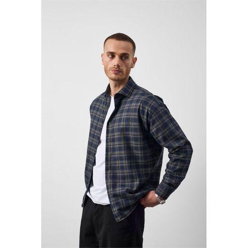 Dragon Relaxed Fit Pamuklu Kareli Flanel Erkek Gömlek - Yeşil