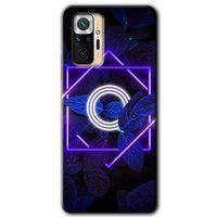 Redmi Note 10 Pro Kılıf HD Desen Baskılı Arka Kapak - Dark Neon Yaprak O Harfi