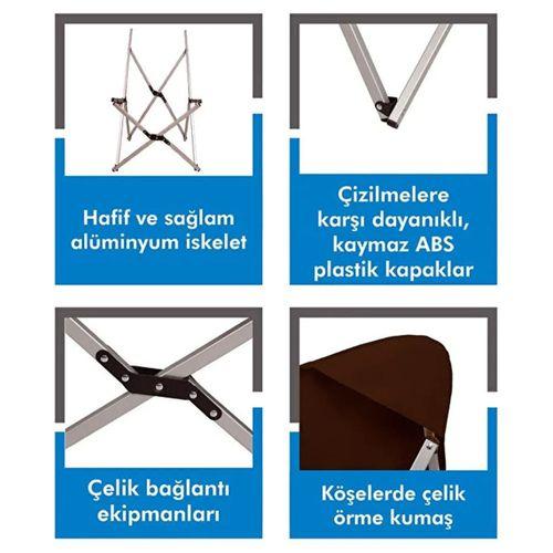 Kamp Ayısı® Alüminyum Katlanabilir Kamp Sandalyesi – Askılı Omuz Çantalı, Oxford Kumaş, Kahverengi