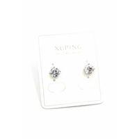 Büyük Boy Tek Taş Küpe - Gümüş