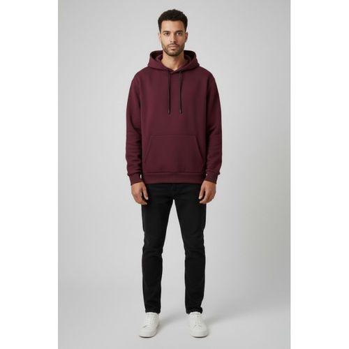 Erkek Kapşonlu Rahat Kalıp İçi Polarlı 3 iplik Kalın SweatShırt spr25sw55