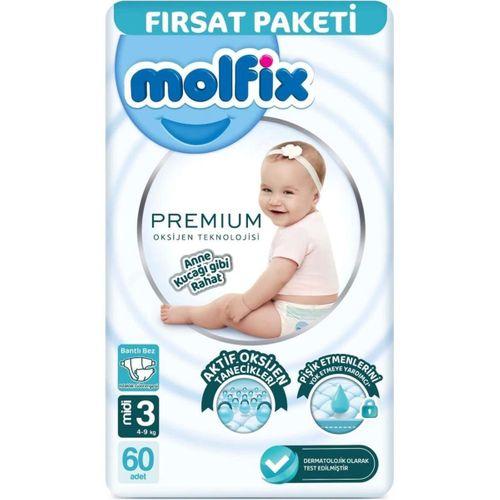 Çocuk Molfix Premium Bebek Bezi Fırsat Paketi 3 Beden 4-9 Kg 60 Adet
