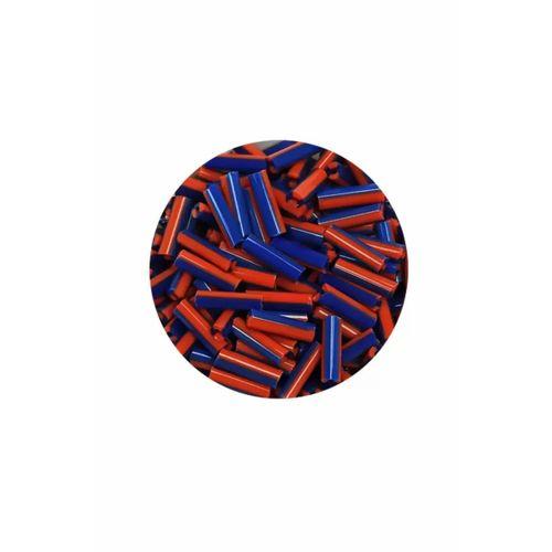 Uzun Boru Kesme Boncuk Çap 2mm Uzunluk 10 mm - 60 Gram - Turuncu Mavi - BNC277