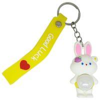 Figürlü ve Işıklı Silikon Anahtarlık - Tavşan - Sarı
