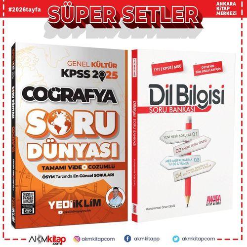 Yediiklim Yayınları 2025 KPSS Genel Kültür Coğrafya Tamamı Video Çözümlü Soru Dünyası ve AKM Dil Bilgisi Soru Bankası Seti 2 Kitap