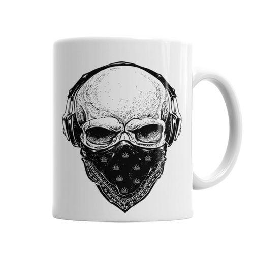 Skull Branca Feminina e Masculina Kupa Bardak Porselen