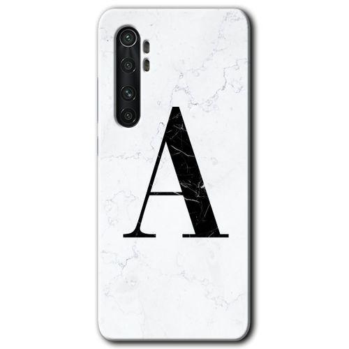 Potkal Hediye Fabrikası Xiaomi Mi Note 10 Lite Kılıf HD Desen Baskılı Arka Kapak - Beyaz Mermer Desenli A Harfi