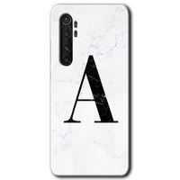 Potkal Hediye Fabrikası Xiaomi Mi Note 10 Lite Kılıf HD Desen Baskılı Arka Kapak - Beyaz Mermer Desenli A Harfi
