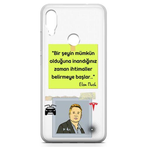 Xiaomi Redmi Note 7 Pro Kılıf Caps-Elon Musk Arka Kapak Koruma Desenli Full Koruyucu