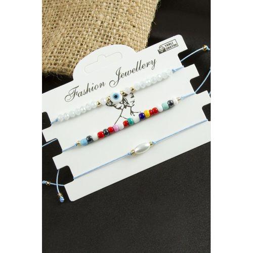 3 Adet Nazar Kristal Kum Boncuk Bileklik