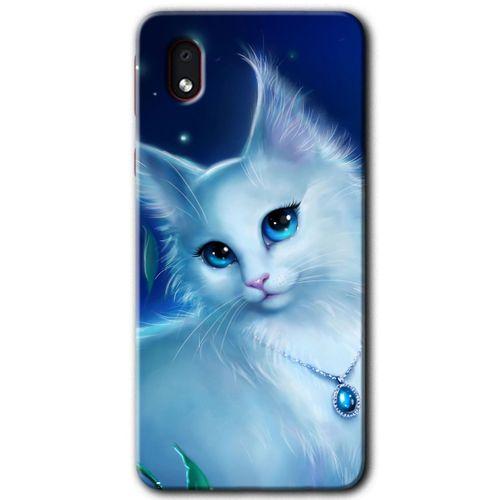 Samsung Galaxy A01 Core Kılıf Baskılı Kapak - Cat Glance + 5D Tam Kaplayan Cam