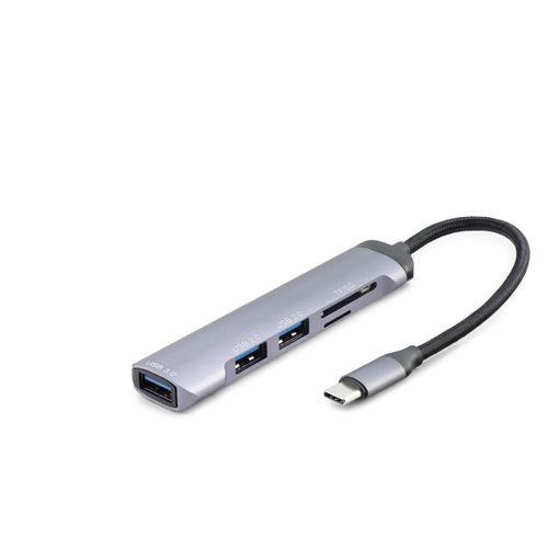 Usb Hub Combo 5In1 Usb Type-C Sd + Tf Card Gri HDX7039