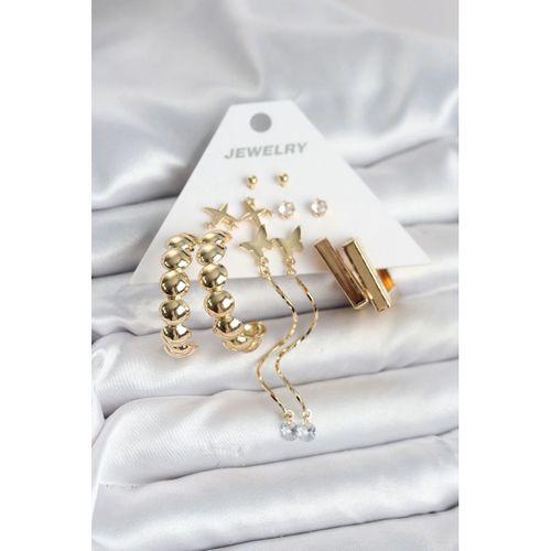 Gold Renk Pirinç 6 Çift Kadın Küpe Seti