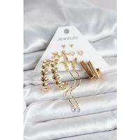 Gold Renk Pirinç 6 Çift Kadın Küpe Seti