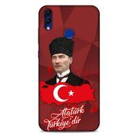 Huawei Honor 8C Kılıf Atatürk (43) Thin Fit Kılıf Kırmızı Mozaik