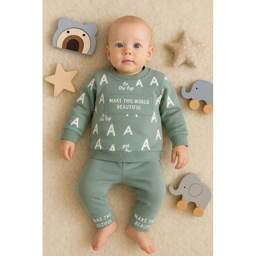 Harf Baskılı 2'li % 100 Pamuk Erkek Bebek Takımı