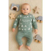 Harf Baskılı 2'li % 100 Pamuk Erkek Bebek Takımı