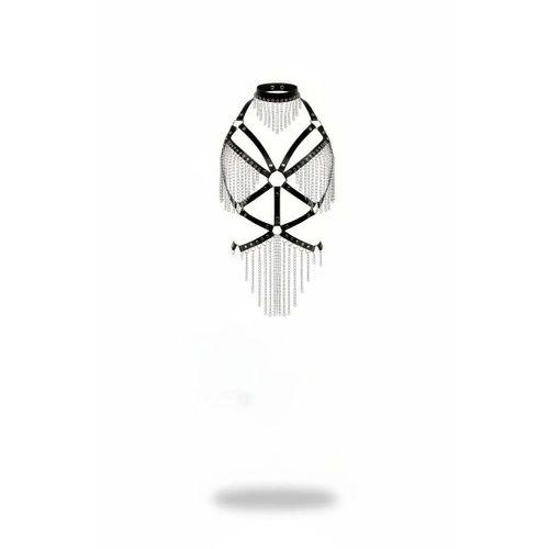 Siyah Body Harness Zincir Detaylı Choker Yaka - Brf1080