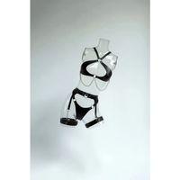 Siyah Harness Takım Zincir Detaylı Jartiyerli Suni Deri - Brf1330