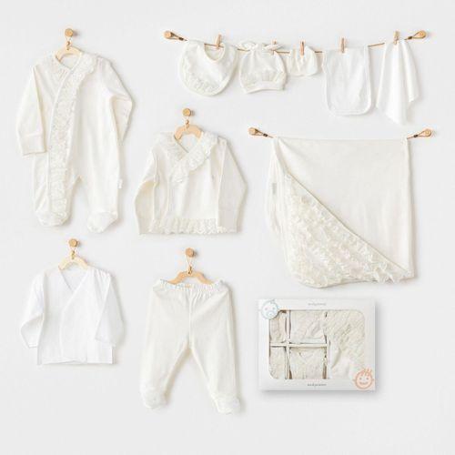 Andywawa Andywawa AC25311 Newborn Chic Girl 10 Parça Hastane Çıkışı Ekru