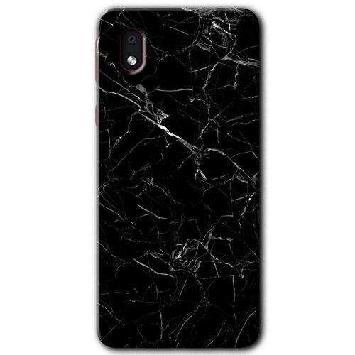 Potkal Hediye Fabrikası Samsung Galaxy A01 Core Kılıf HD Desen Baskılı Arka Kapak - Siyah Mermer