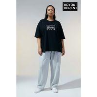 Süperlife Kadın Büyük Beden California 1974 Baskılı 3xl-6xl Bisiklet Yaka Tshırt SPR25BTSK510-2