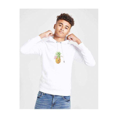 Suyu Smoothie Ananas Çizim Meyve Ananas Baskılı Unisex Çocuk Kapüşonlu Beyaz Sweatshirt