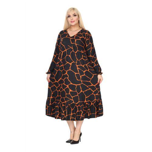 Melsay Butik Kışlık Robalı Yumoş Uzun Kollu Siyah Taş Desenli Elbise