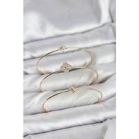 Zirkon Taşlı Gold Renk Yonca Tasarım 3'lü Kadın Bileklik Kombini